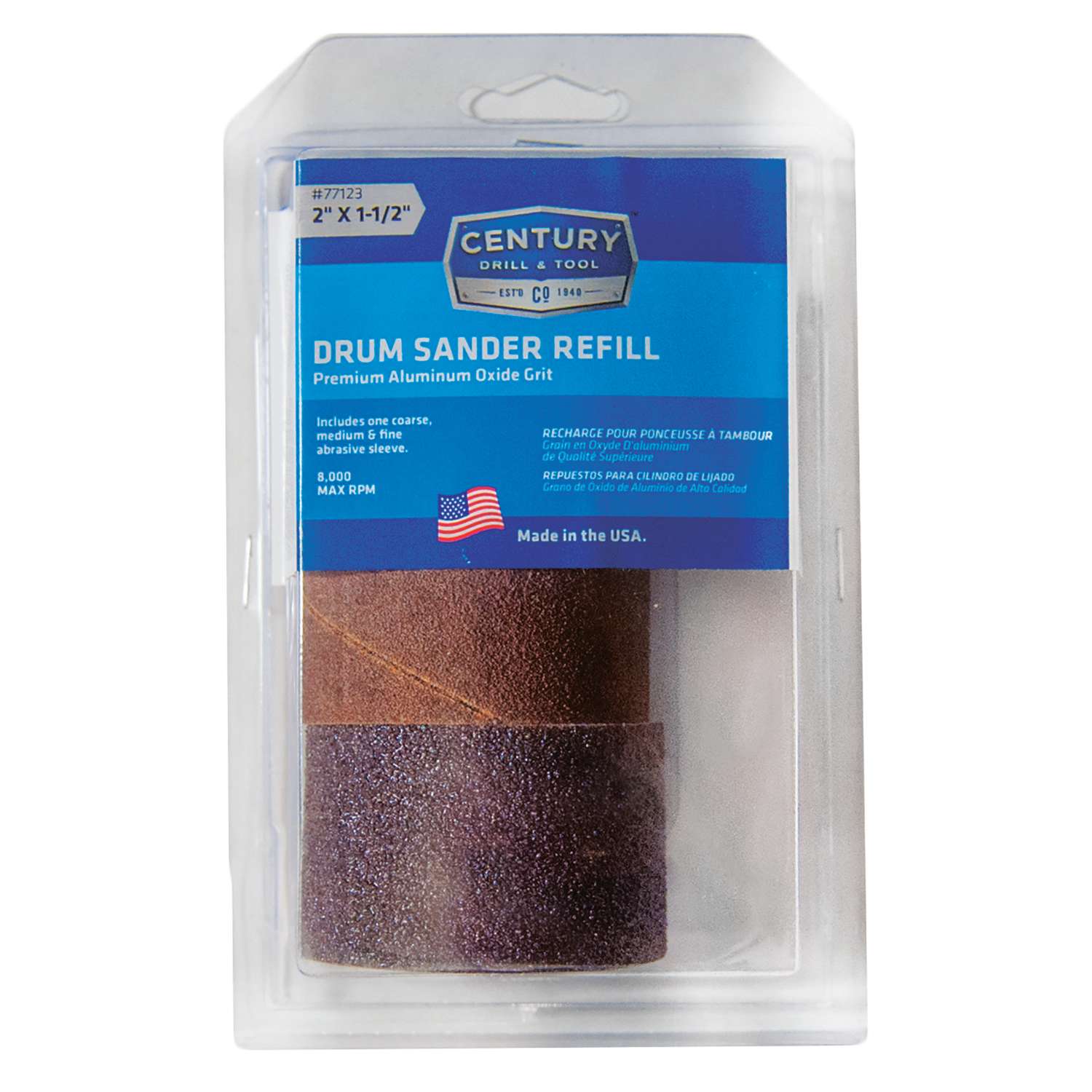 Century Drill & Tool 2 in. D X 11/2 in. L Aluminum Oxide Drum Sander