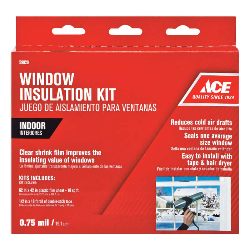 ACE Window Insulation Kit Clear 18 SQ FT 42 X 62 Double Sided Tape Included for sale online 