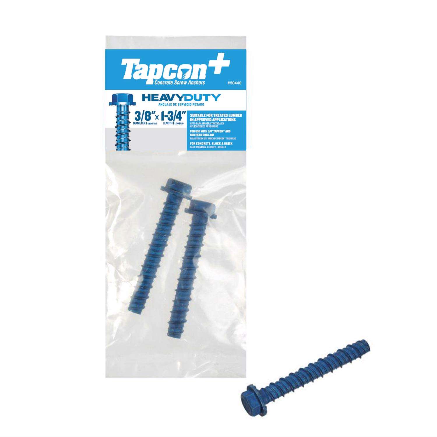 Tapcon 3/8 in. X 13/4 in. L Hex Drive Hex Washer Head Concrete Screws