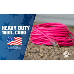 Southwire Indoor or Outdoor 100 ft. L Pink Extension Cord 12/3