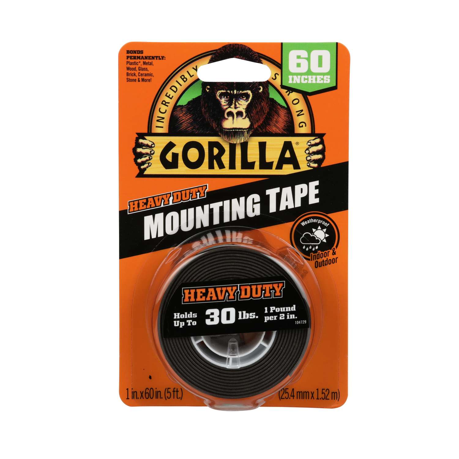 Gorilla Double Sided 1 In W X 60 In L Mounting Tape Black Ace Hardware