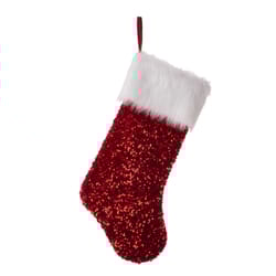 Glitzhome Red/White Sequin Christmas Stocking 0.59 in.