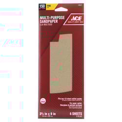 Ace 9 in. L X 3-2/3 in. W 150 Grit Aluminum Oxide Sandpaper 6 pk