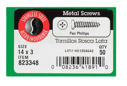 Hillman No. 14 X 3 in. L Phillips Pan Head Sheet Metal Screws 50 pk