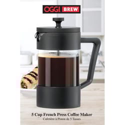 OGGI Brew Black/Clear Glass/Plastic French Press Coffee Maker 20 oz