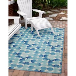 Linon Home Decor 5 ft. W X 7 ft. L Blue/Cream Chaytor Polyester Accent Rug