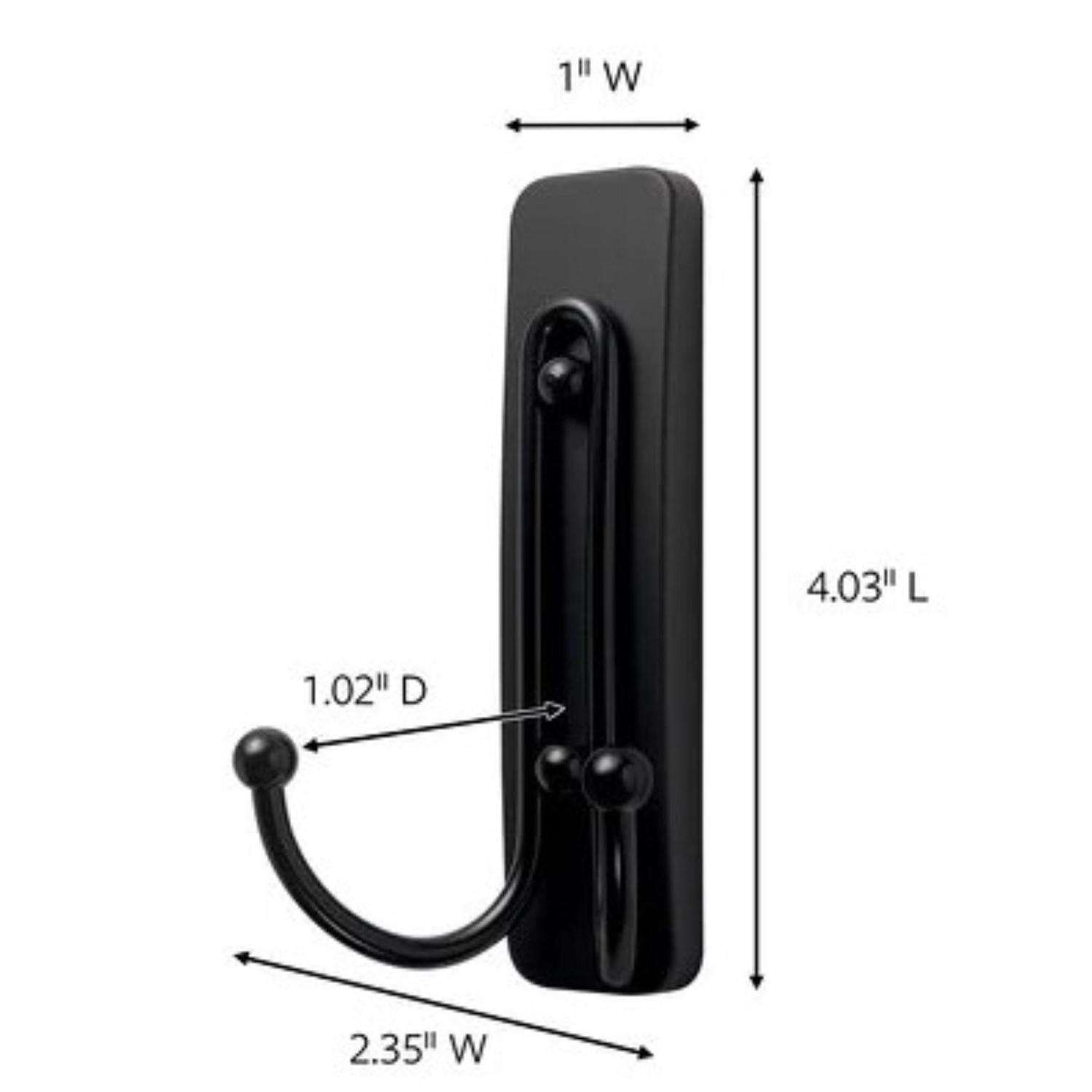 Command Double Hook, Decorative, Matte Black, Large