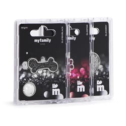 MyFamily Shine Grey Glitter Bone Metal Pet Tags Medium