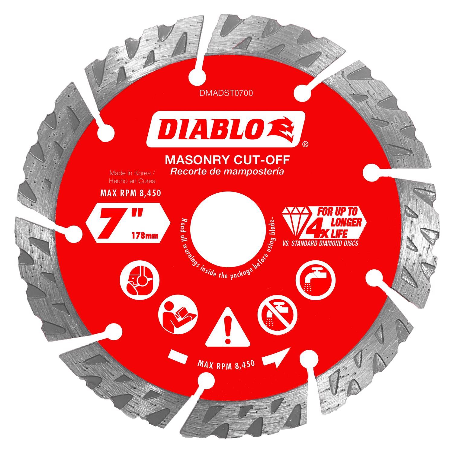 Diablo 7 in. D X 7/8 in. Diamond Segmented Turbo Masonry Cut-Off Disc Uae Electronic uaeelectronic.com