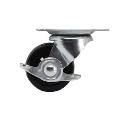 Swivel Plate Caster with 3" Gray Soft Rubber Wheel with SLB 100# Cap. 