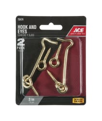 Ace Small Polished Brass Green Brass 3 in. L Hook and Eye 2 pk