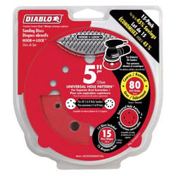 Diablo 5 in. Ceramic Blend Hook and Lock Sanding Disc 80 Grit Coarse 15 pk