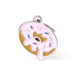 MyFamily Food Brown/Pink Donuts Aluminum Dog Pet Tags Medium