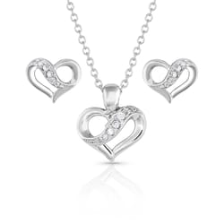 Montana Silversmiths Women's Ribbon Round My Heart Heart Silver Jewelry Sets Brass Water Resistant