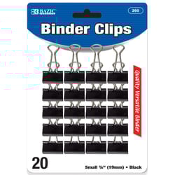 Bazic Products Small Black/Silver Binder Clips 20 pk