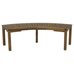 Living Accents Brown Wood Curved Outdoor Bench 17.25 in. H X 58.5 in. L X 15.75 in. D