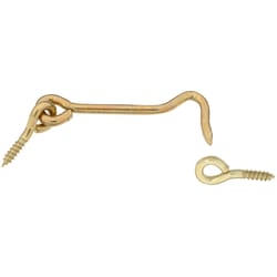 National Hardware Gold Solid Brass 3 in. L Hook and Eye 1 pk