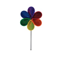 In The Breeze Multicolored Mylar 22 in. H X 12 in. W Rainbow Flower Garden Stake Spinner