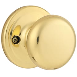 Kwikset Juno Polished Brass Passage Door Knob 1-3/4 in.