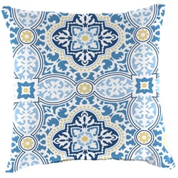 Jordan Manufacturing Blue Geometric Polyester Throw Pillow 4 in. H X 18 in. W X 18 in. L