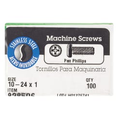 HILLMAN No. 10-24 X 1 in. L Phillips Flat Head Stainless Steel Machine Screws 100 pk