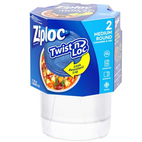 Ziploc® 2 Pack Twist 'n Loc Medium Round Storage Containers, 1 qt - Food 4  Less