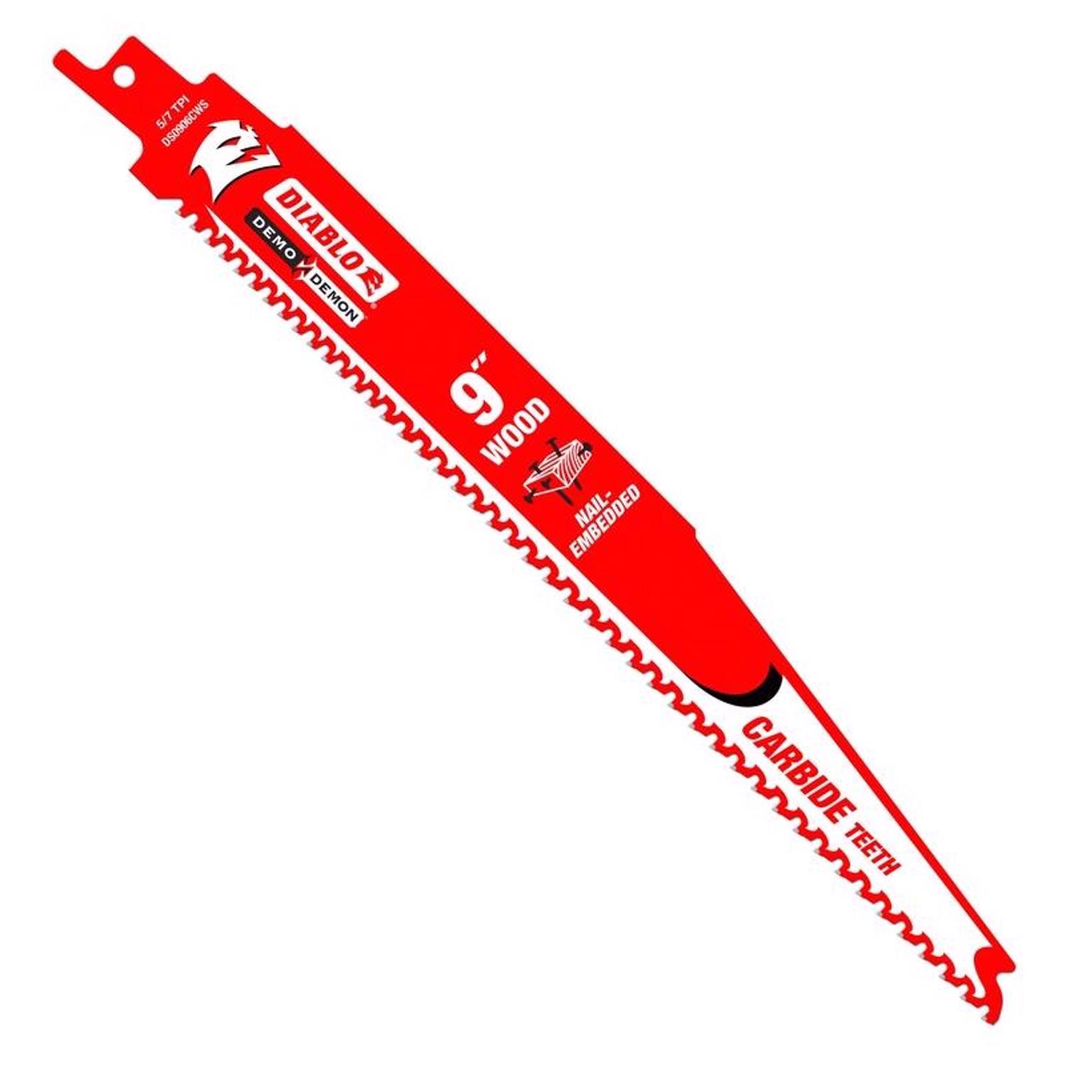 Diablo Demo Demon 9 in. Carbide Tipped Nail-Embedded Wood Reciprocating Saw Blade 5/7 TPI 10 pk Sansujyuku sansujyuku.com