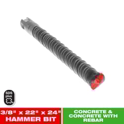Diablo 3/8 in. X 24 in. L Carbide Tipped 2-Cutter Hammer Drill Bit SDS-Plus Shank 1 pk
