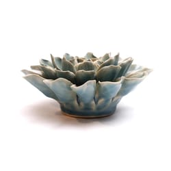 Chive English Garden 2.6 in. H X 6.3 in. W X 6.3 in. L Glazed Teal Ceramic Dinner Plate Dahlia Wall