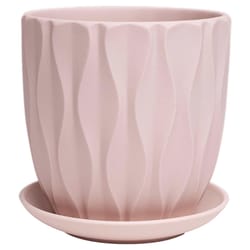 Chive Virago 5 in. D Ceramic Shape E Flower Pot Soft Pink