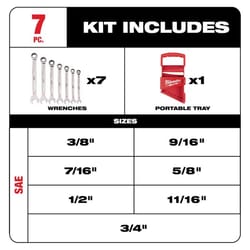 Milwaukee SAE Ratcheting Combination Wrench Set 12 in. L 7 pc