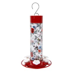 Nature's Way Hummingbird 20 oz Glass Vintage Flowers Nectar Bird Feeder 6 ports
