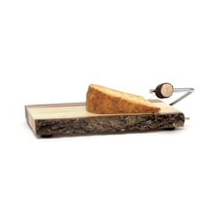 Lipper International Rustic 10.25 in. L X 7.75 in. W X 1.13 in. Acacia Wood Cheese Board with Slicer