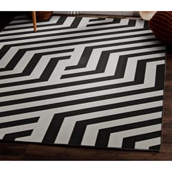 Linon Home Decor 5 ft. W X 7 ft. L Black/Cream Ferris Polyester Accent Rug