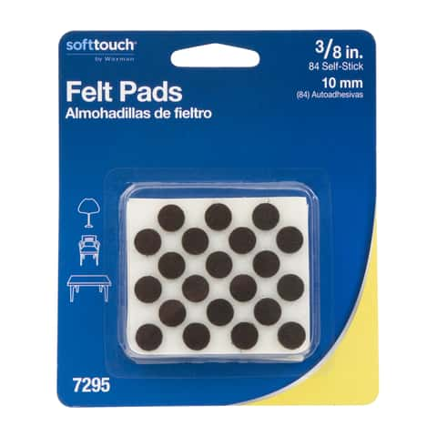 SoftTouch 3/8 Round Self-Stick Felt Pads, Brown (84 Pack) - Furniture Pads  