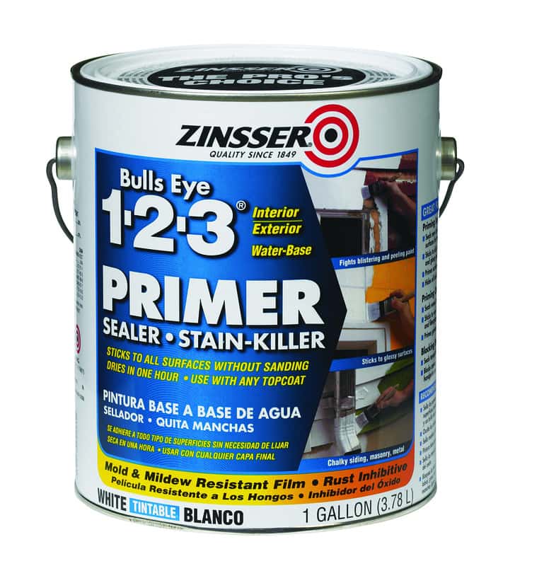 Zinsser Bulls Eye 123 White WaterBased Styrenated Acrylic Primer and Sealer 1 gal. Ace Hardware