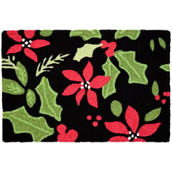 Jellybean 20 in. W X 30 in. L Multicolored Poinsettia & Holly Toss Polyester Accent Rug