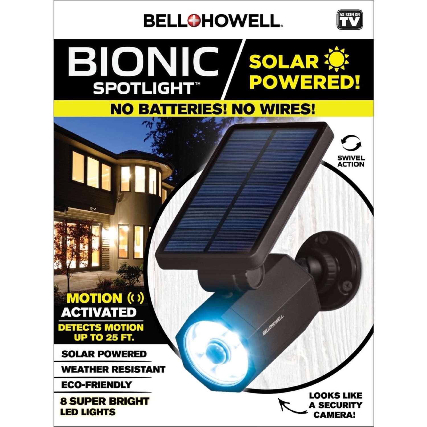 Black for sale online Bell+Howell Bionic Spotlight Solar Powered Outdoor Lighting 