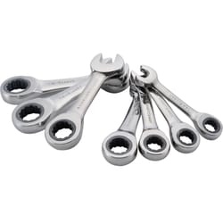 Craftsman 12 Point Metric Stubby Ratcheting Combination Wrench Set 7 pc