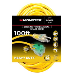Monster Just Power It Up Outdoor 100 ft. L Yellow Extension Cord 12/3 SJTW