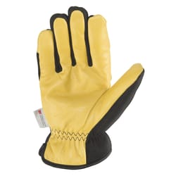 Wells Lamont Men's Saddletan Grain Winter Work Gloves Black/Yellow XL 1 pair