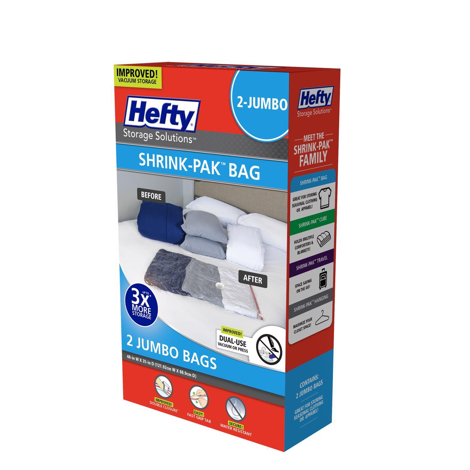 hefty shrink-pak clear jumbo vacuum cube storage bags