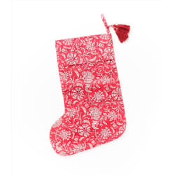 Matr Boomie Multicolored Upcycled Block Print Christmas Stocking 1 in.