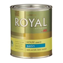 Ace  Royal  Satin  White  House & Trim Paint & Primer  1 qt. 