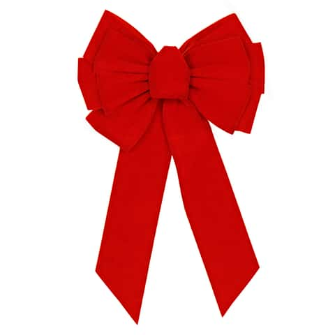 Hand tied Bows - Wired Indoor Outdoor Bright Red Velvet Bow 8 Inch