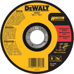 DeWalt High Performance 5 in. D X 7/8 in. Aluminum Oxide Cut-Off Wheel 1 pc
