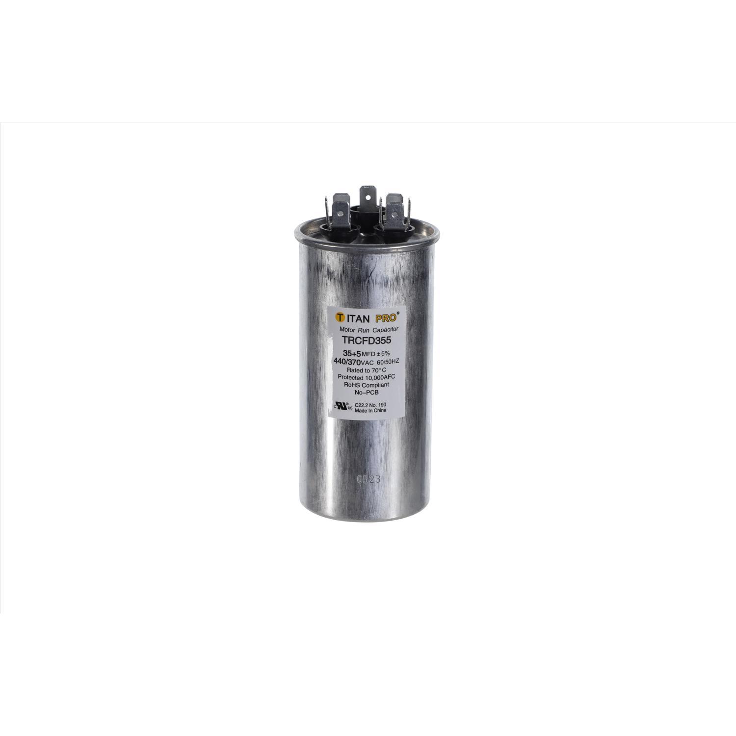 Titan Pro 35+5 MFD 440 V Round Run Capacitor Mfr TRCFD355 Ace Hardware
