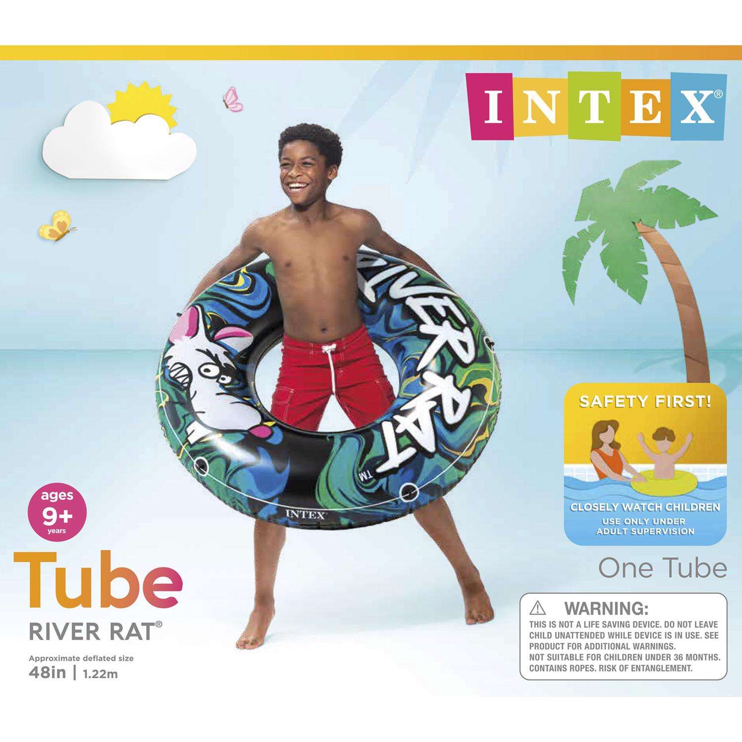 Intex River Rat Multicolored Vinyl Inflatable Floating Tube - Ace