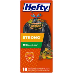 Hefty Extra Strong 39 gal No Scent Lawn and Leaf Bags Drawstring 18 pk