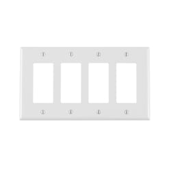Leviton White 4 gang Thermoplastic Nylon Decorator Wall Plate 1 pk